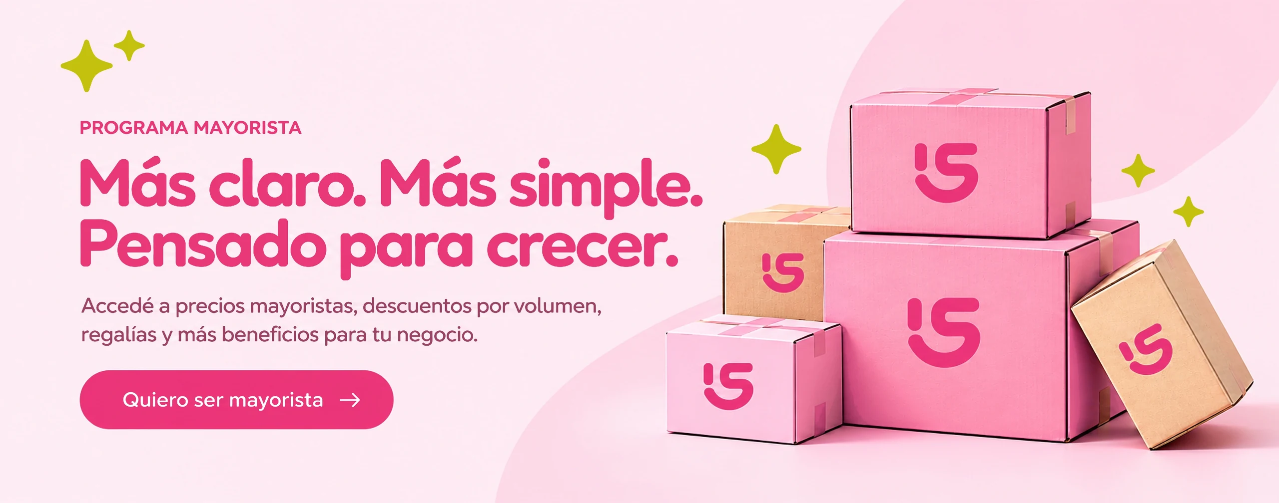 Programa Mayorista. Más claro. Más simple. Pensado para crecer. Descuentos por volumen y regalías para tu negocio.